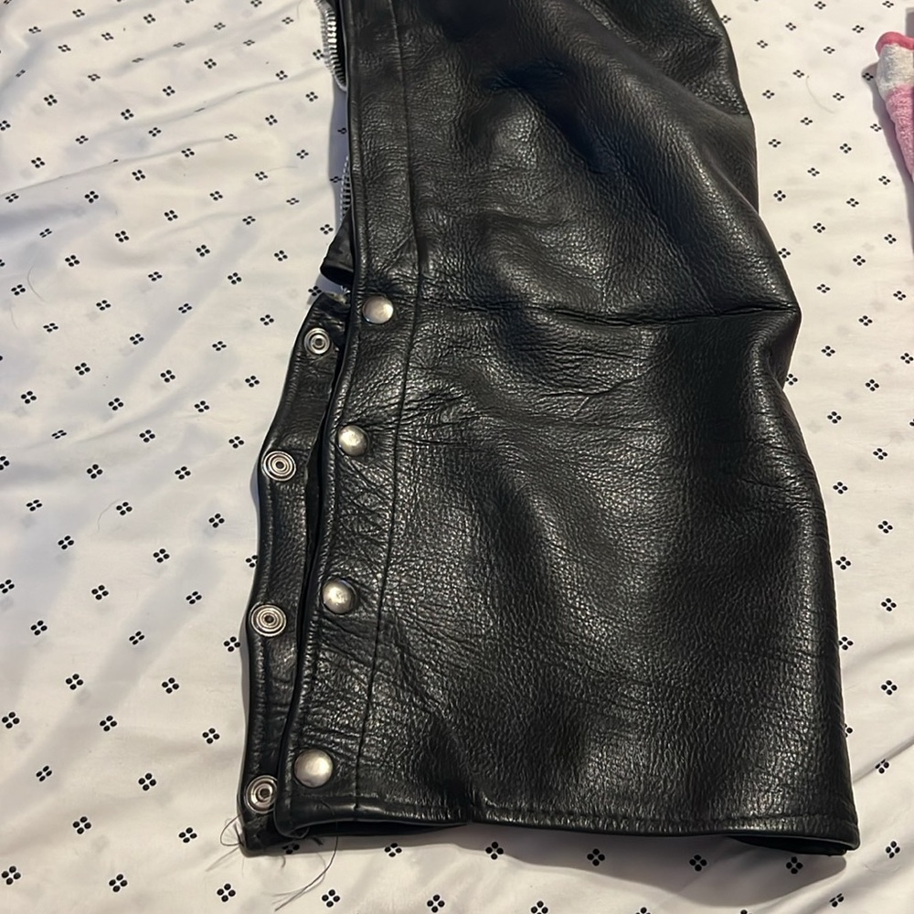 Black Leather Motorcycle Chaps - image 5
